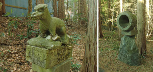 釜山神社の狛犬とオブジェ