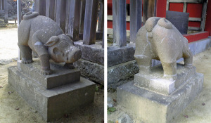 御嶽神社のブタ狛犬