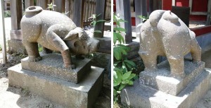 武蔵御岳神社のイノシシ狛犬